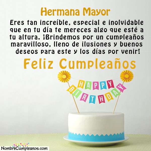 Feliz Cumpleaños Hermana Mayor Tartas, Tarjetas, Deseos