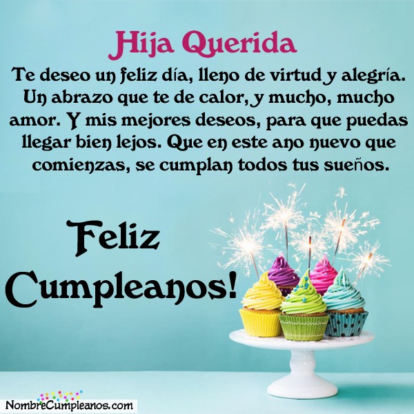 Feliz Cumpleaños Hija Querida Tartas Tarjetas Deseos 3049