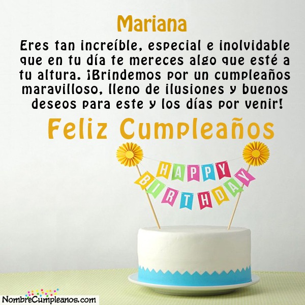 Feliz Cumpleaños Mariana Tartas, Tarjetas, Deseos